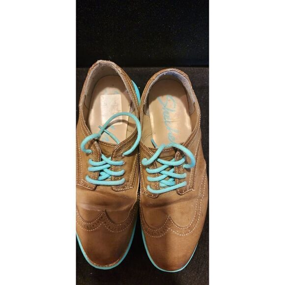 Skechers Taupe and Teal Cambridge Oxfords - Picture 2 of 5